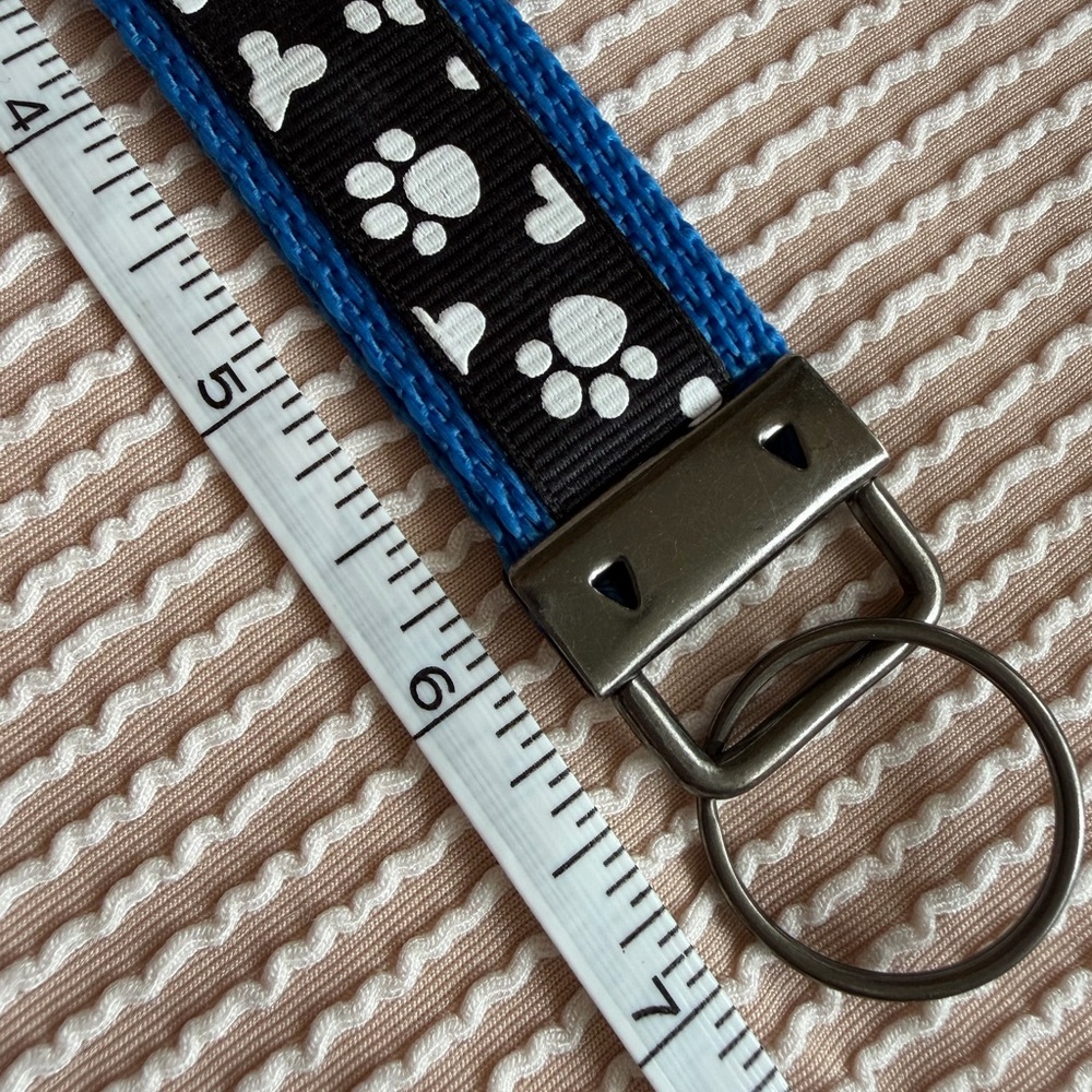 Blue Paw Print Key Fob Wristlet